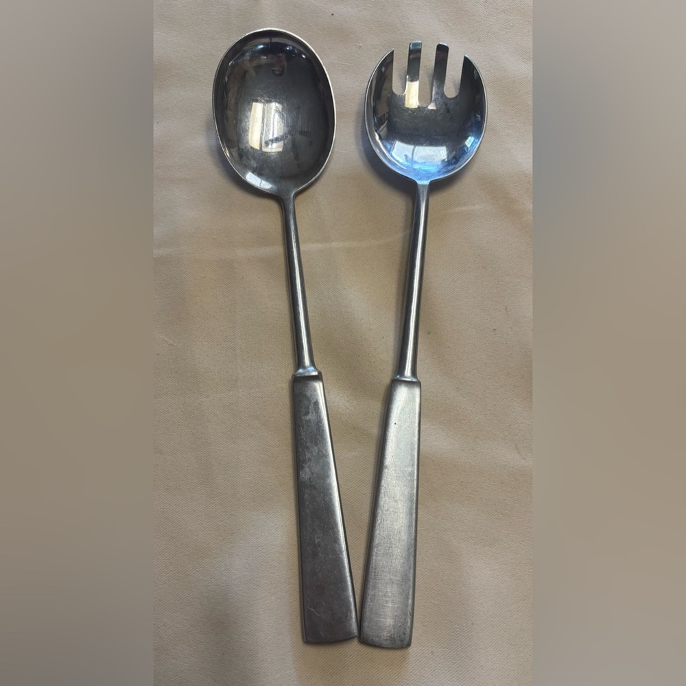 Vintage Capri Stainless Steel Italy Salad‎ Set Spoon Spork 11” Serveware